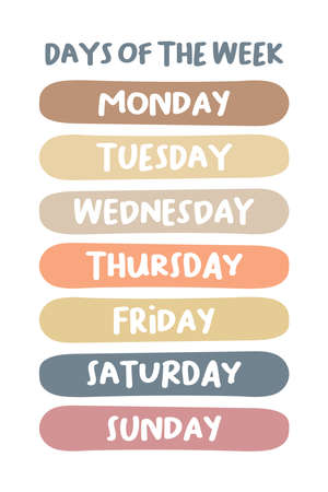 Days of The Week Educational Wall Art Poster, Classroom Posters, Homeschool Printables, Educational Poster, Playroom Posterのイラスト素材