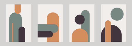 Mid Century Modern Art Print, Abstract Geometric Prints, Minimalist Line Wall Art Decor, Digital Dorm Printableのイラスト素材