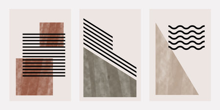 Mid Century Wall Art Decoration. Printable Modern Wall Decor. Abstract Wall Art Background Decorationのイラスト素材