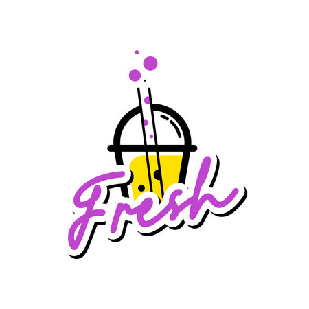 Bubble Drink Logo Design Concept Vector. Boba Drink Logo Template. Sweet Drink Logo Conceptのイラスト素材