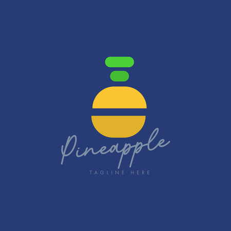 Pineapple Logo Design Concept for Business and Branding. Fresh Fruit Logo Template Vector. Pineapple Logo Templateのイラスト素材