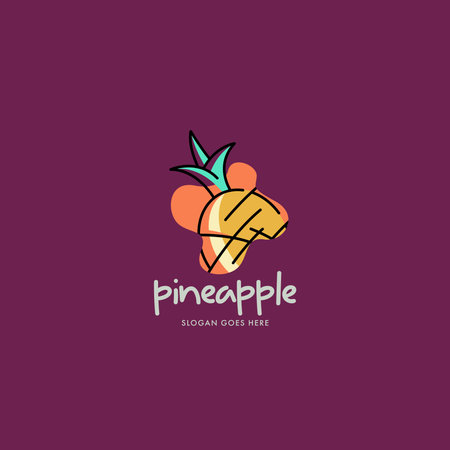 Pineapple Logo Design Concept for Business and Branding. Fresh Fruit Logo Template Vector. Pineapple Logo Templateのイラスト素材