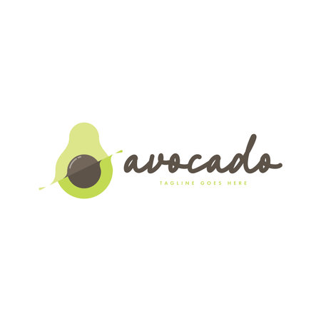 Avocado Logo Design Concept for Business and Branding. Fresh Fruit Logo Template Vector. Avocado Logo Templateのイラスト素材