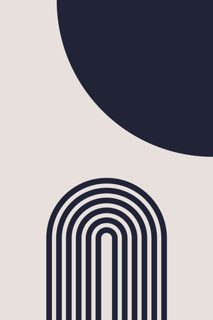 Mid Century Modern Wall Art Print. Neutral Abstract Geometric Wall Decorのイラスト素材