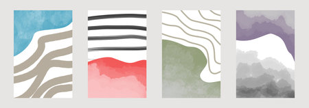 Mid Century Wall Art. Minimalist Modern Wall Art Decorのイラスト素材