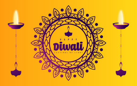 Happy diwali day background illustration. Diwali culture illustrationのイラスト素材