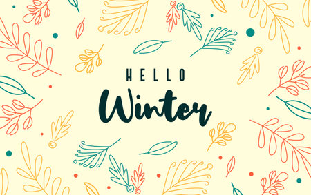 Winter background illustration. Hello winter template illustrationのイラスト素材