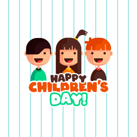 Happy children's day illustration with cute children charactersのイラスト素材
