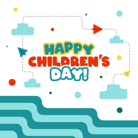 Happy children's day illustration with cute children charactersのイラスト素材