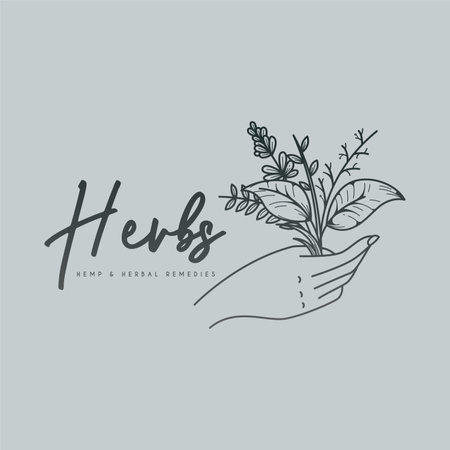 Herbal and natural medicine logo design concept. Medicinal plant logo design templateのイラスト素材