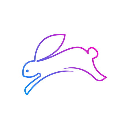 Colorful rabbit logo design template. Jumping rabbit logo designのイラスト素材