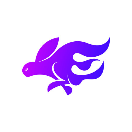 Colorful rabbit logo design template. Jumping rabbit logo designのイラスト素材