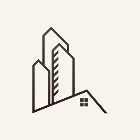 Elegant, simple and minimalist skyscraper logo design. Building logo template. Tall building logoのイラスト素材