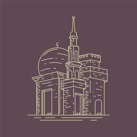 Mosque logo design. Islamic place of worship logoのイラスト素材
