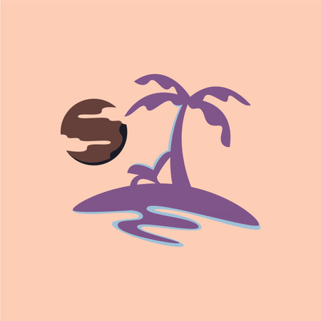 Tropical island vacation logo design. Holiday logo templateのイラスト素材