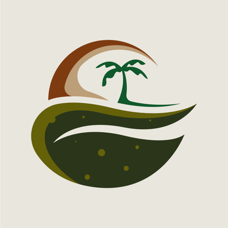 Tropical island vacation logo design. Holiday logo templateのイラスト素材