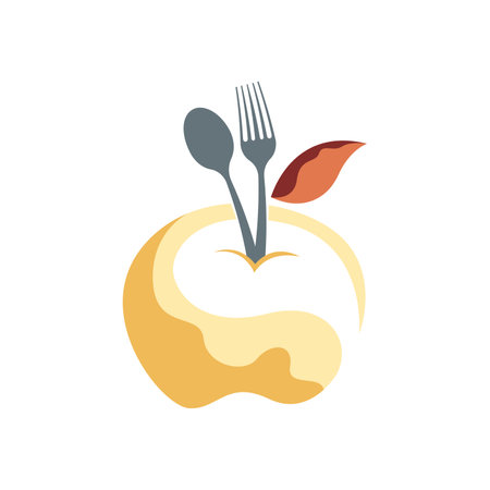 Healthy food logo template. Natural meal logo design. Diet food logo design conceptのイラスト素材
