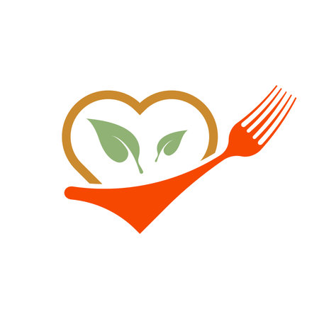 Healthy food logo template. Natural meal logo design. Diet food logo design conceptのイラスト素材