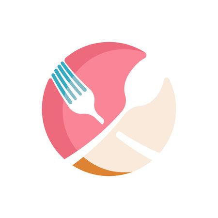 Healthy food logo template. Natural meal logo design. Diet food logo design conceptのイラスト素材