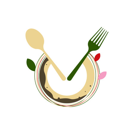 Healthy food logo template. Natural meal logo design. Diet food logo design conceptのイラスト素材
