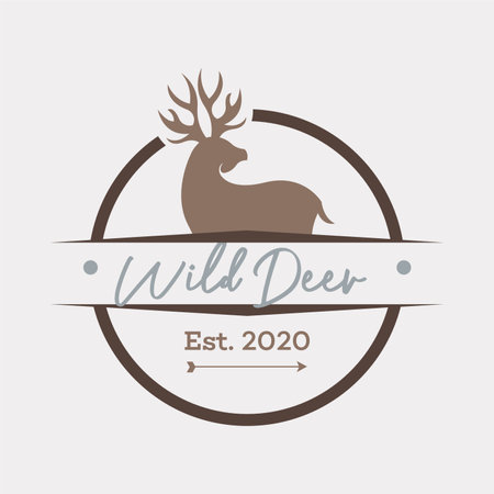Wild deer logo design concept. Vintage deer logo templateのイラスト素材