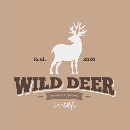 Wild deer logo design concept. Vintage deer logo templateのイラスト素材