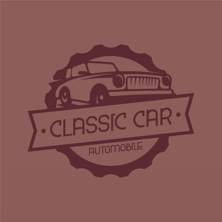 Retro car logo design. Vintage vehicle logo design concept. Retro american muscle car logo. Vintage vehicle collection logoのイラスト素材