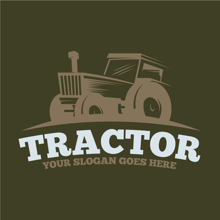 Farm tractor logo design. Tractor logo for agricultural farming. Farm tractor logo design templateのイラスト素材
