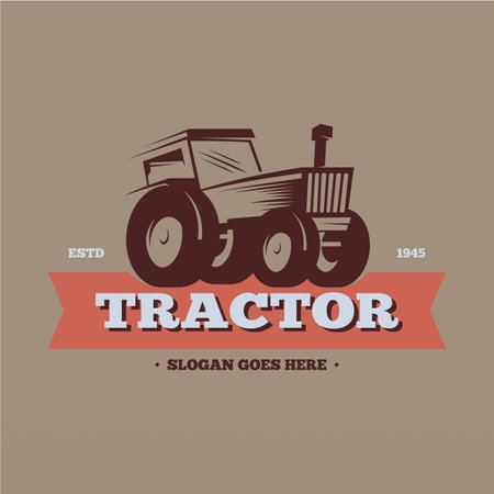 Farm tractor logo design. Tractor logo for agricultural farming. Farm tractor logo design templateのイラスト素材