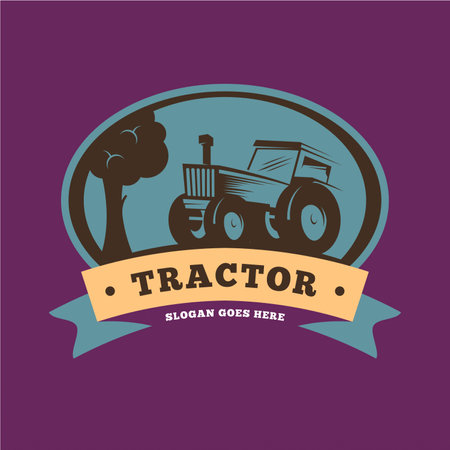 Farm tractor logo design. Tractor logo for agricultural farming. Farm tractor logo design templateのイラスト素材