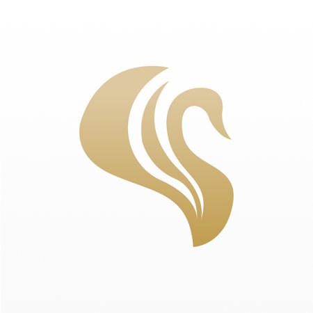 Simple swan logo design. Poultry logo template. Beautiful winged animal logoのイラスト素材