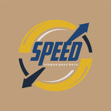 Speed logo design with speedometer. Technology automotive logo conceptのイラスト素材