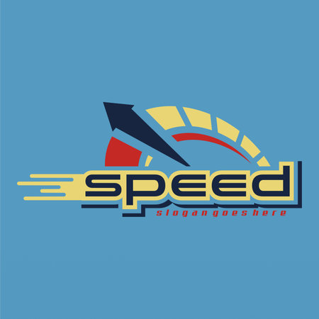 Speed logo design with speedometer. Technology automotive logo conceptのイラスト素材