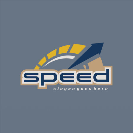 Speed logo design with speedometer. Technology automotive logo conceptのイラスト素材