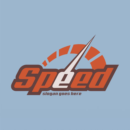 Speed logo design with speedometer. Technology automotive logo conceptのイラスト素材