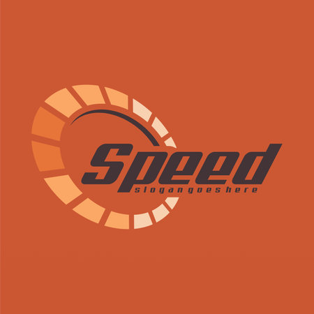 Speed logo design with speedometer. Technology automotive logo conceptのイラスト素材