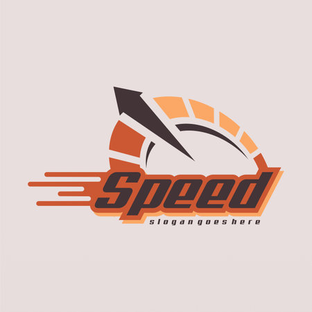 Speed logo design with speedometer. Technology automotive logo conceptのイラスト素材