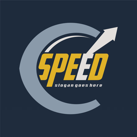 Speed logo design with speedometer. Technology automotive logo conceptのイラスト素材