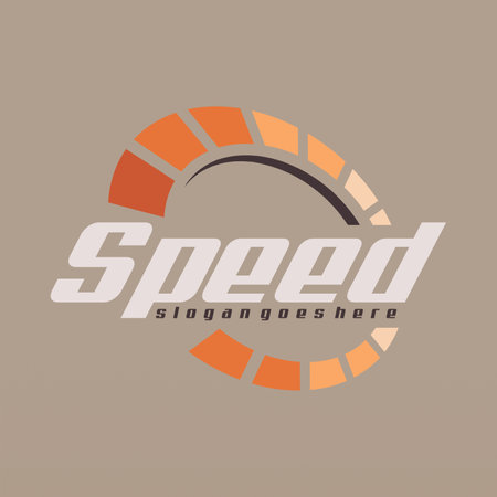 Speed logo design with speedometer. Technology automotive logo conceptのイラスト素材
