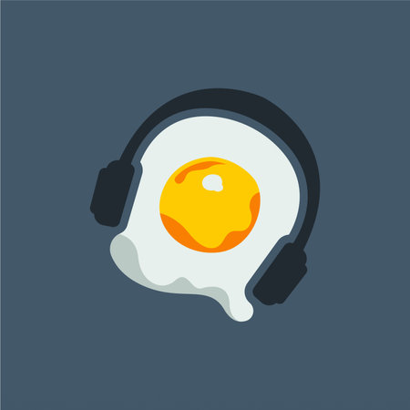 Fried egg logo design concept. Cooked egg logo template. Egg logo as foodのイラスト素材