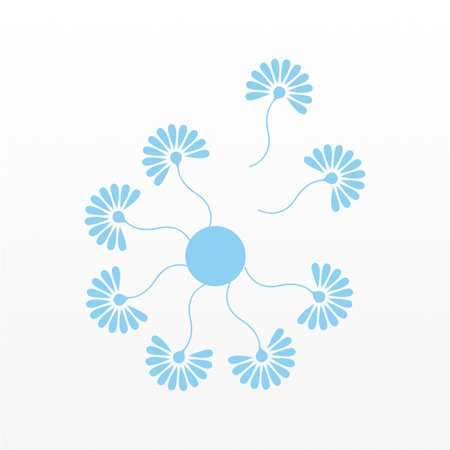 Simple logo design of dandelion flower. Dandelion flower logo template. Flying flower logoのイラスト素材