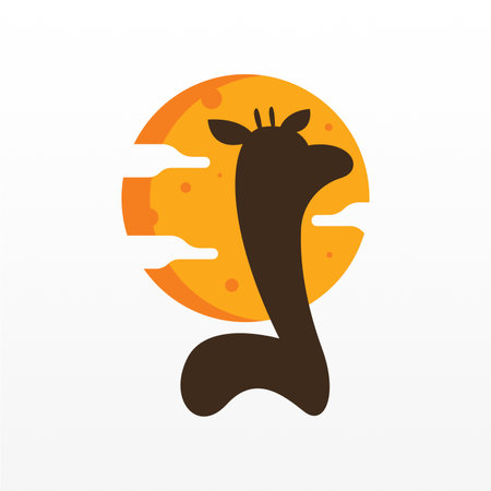 Simple logo design of giraffe. Giraffe logo template. Giraffe animal logoのイラスト素材