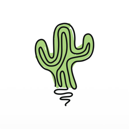 A simple logo design of a cactus. Cactus plant logo template. Cactus logo design conceptのイラスト素材