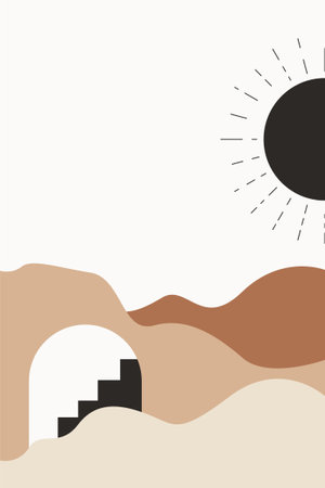 Bohemian wall decor. Middle East wall art decoration background. Printable desert wall art decorationのイラスト素材