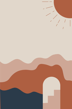 Bohemian wall decor. Middle East wall art decoration background. Printable desert wall art decorationのイラスト素材