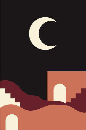 Bohemian wall decor. Middle East wall art decoration background. Printable desert wall art decorationのイラスト素材