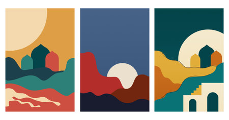 Middle East bohemian wall art decorationのイラスト素材