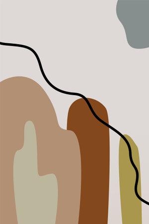 Neutral Abstract Wall Art. Minimalist Geometric Printable.  Abstract Boho Printable Wall Decorのイラスト素材