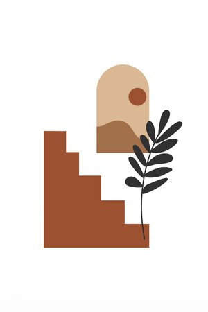 Printable Modern Art Poster. Botanical boho wall decor printable posterのイラスト素材