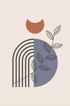 Printable Modern Art Poster. Botanical boho wall decor printable posterのイラスト素材